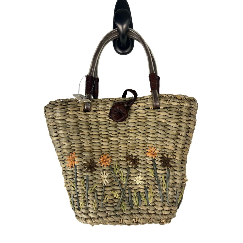Vintage Faded Glory Y2K Floral Woven Basket Purse